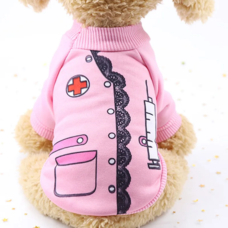 Autumn/Winter Pet Dog Clothes Cartoon Printed Warm Puppy Cats Sweaters Coat For Small Dogs Chihuahua Pug Jackets Clothing - Цвет: D10