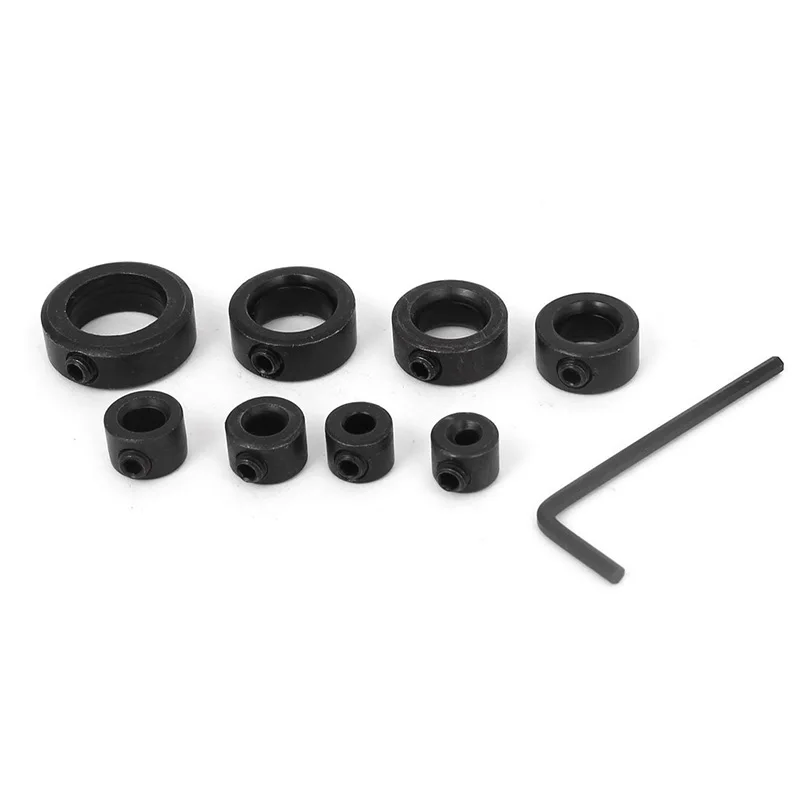 

9 Pieces/Set Woodworking Drill Bit Depth Stop Collars Ring Positioner Drill Locator Positioner Stable + Hex Wrench Key