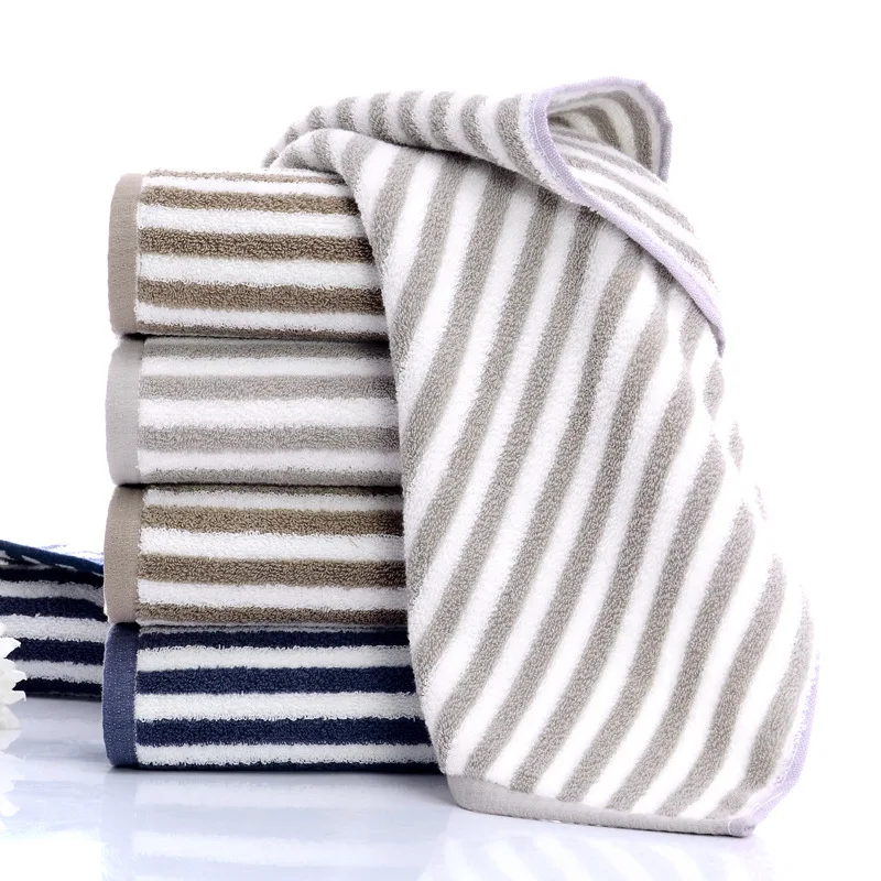 

100% Cotton Thick Striped Towel For Adults Yarn Dyed Luxury Soft Face Towels With Good Bibulous Antibacterial Free Shipping