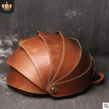 Brown Fashion Cowhide Genuine Leather Women Backpacks Beetle School Backpack For Women Teenage Girls Mochilas Feminina Small Bags - Цвет: Brown