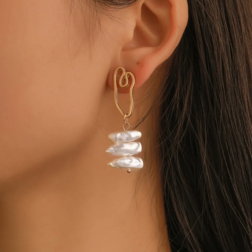 Серьги неправильной формы бусины Многослойные Геометрические креативные серьги