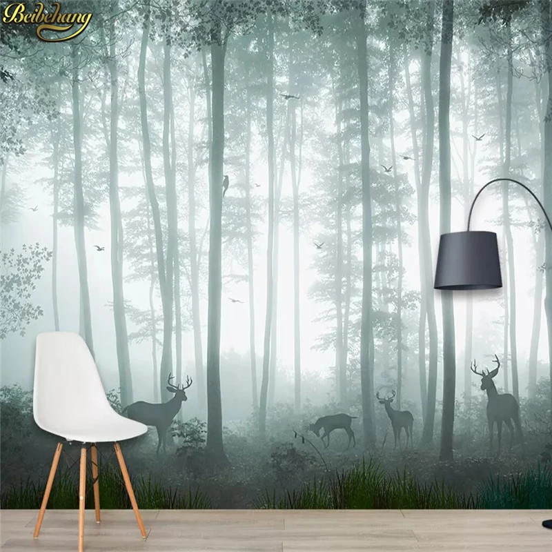 

beibehang Custom Woods sika deer Murals Wallpaper for living room decoration TV Background Original Forest 3D Mural Wall paper