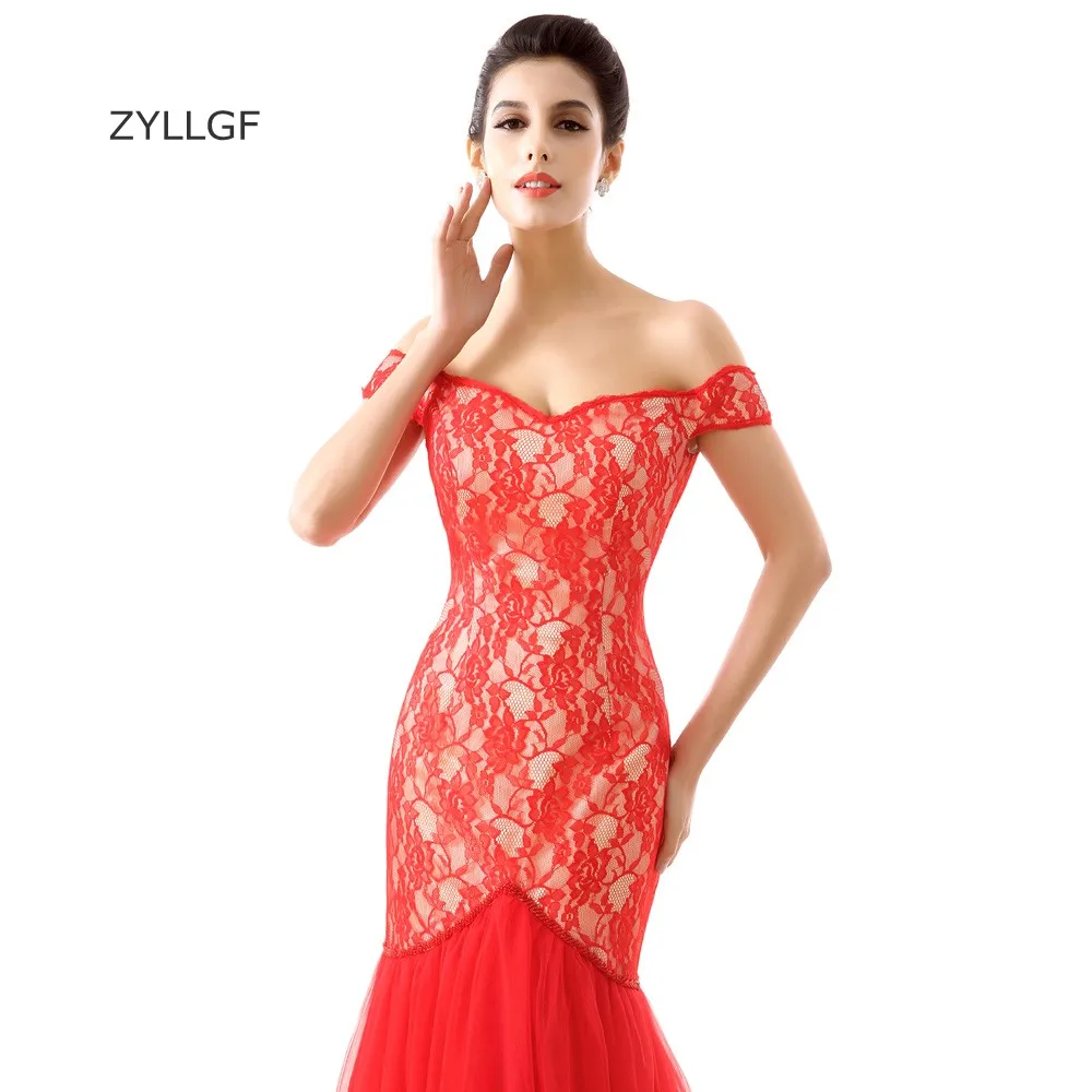 Zyllgf Vestidos De Festa Vestido Longo Noite Русалка с плеча Кружево и тюль платье невесты Наряды на