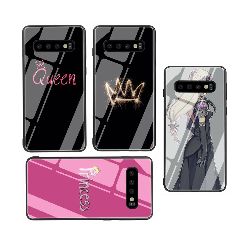 Чехол для телефона из закаленного стекла с принтом Love Queen and princess Galaxy S7 edge S8 9 10 Plus