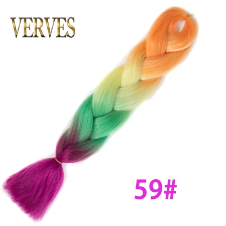 VERVES плетение волос 5 шт./упак. 24 ''большие синтетические косы 100 г/шт. ombre Цвет термостойкие волокна для наращивания волос - Цвет: P4/24