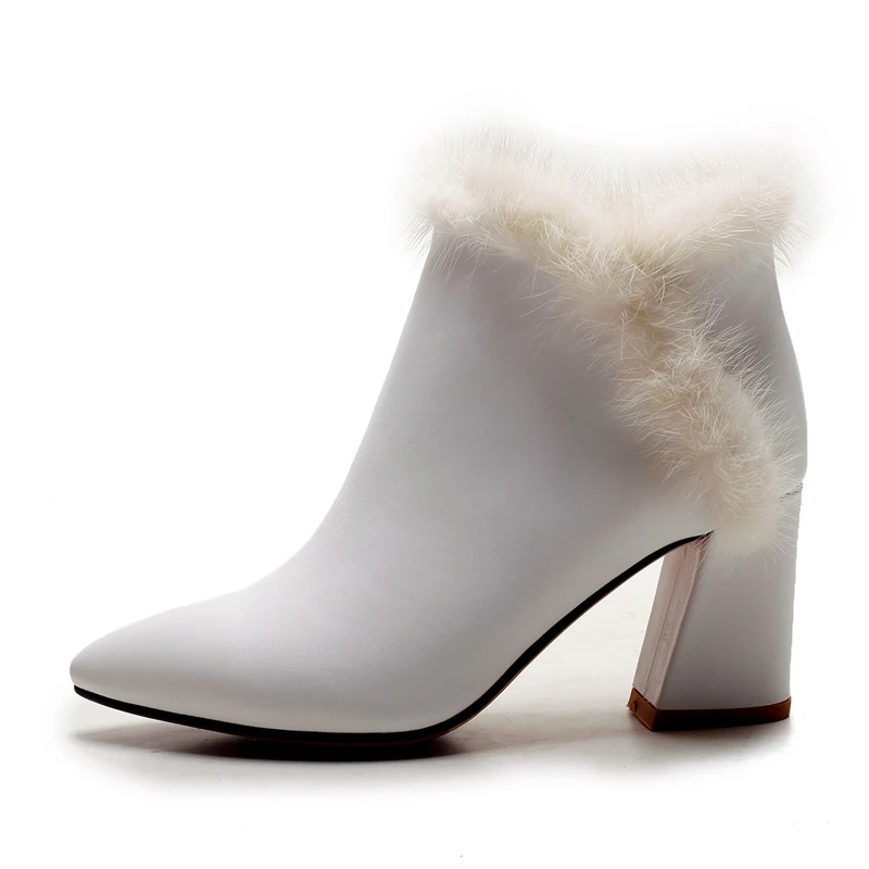 ENMAYER New Arrival lady cow suede pointed toe zip ankle boots women square heel boots Big size 34-39 ZYL765
