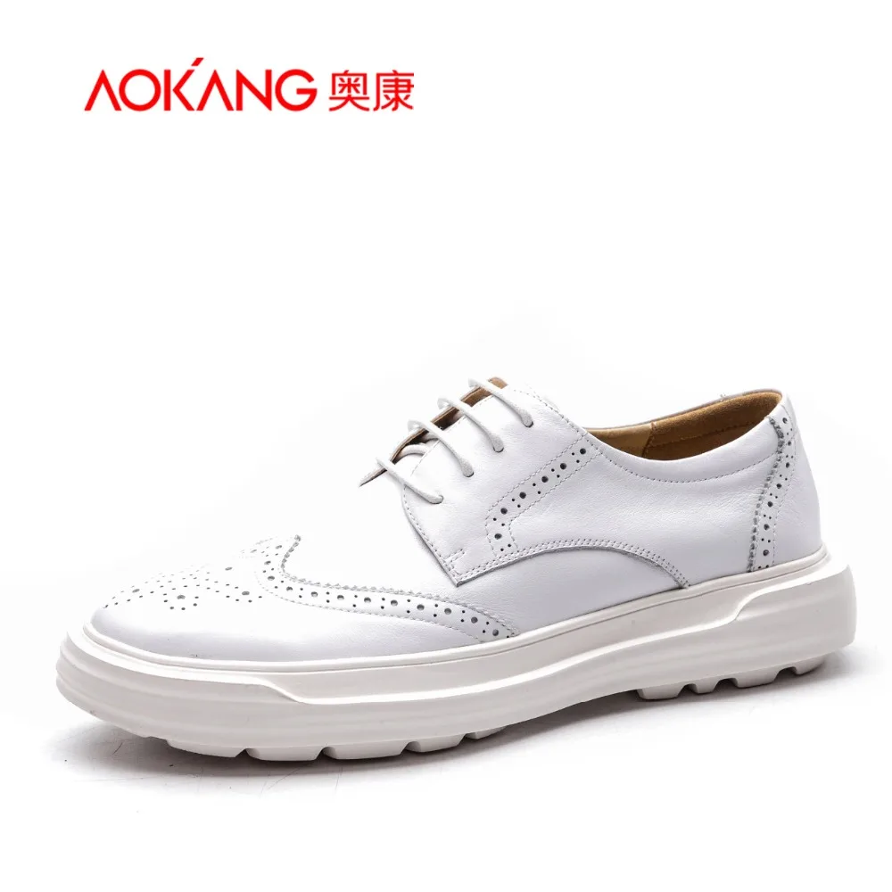 AOKANG men genuine leather shoes brogue Walking Shoes Men Personalized Fitness Health Casual Masculino Male | Обувь
