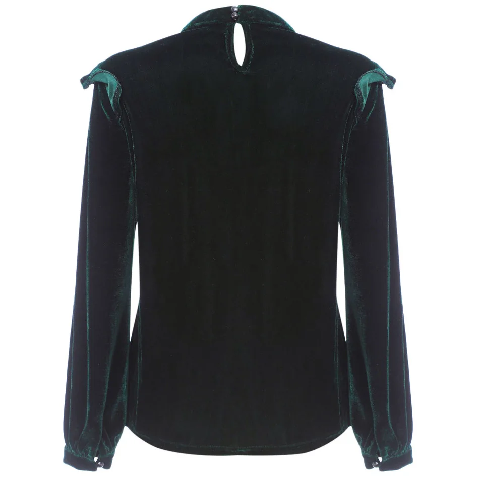 Повседневное оборками бархатная блузка рубашки для мальчиков Весна Зеленый Топы