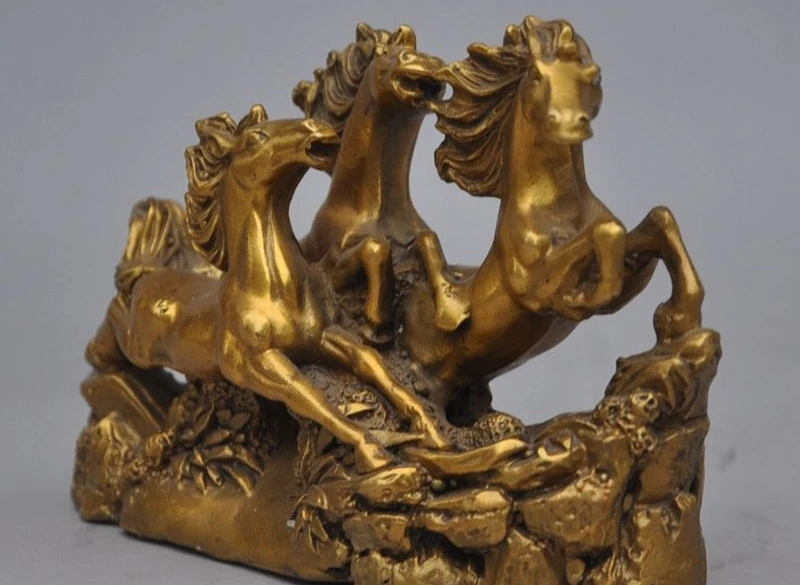 Фото 6"chines copper brass fengshui 3 Gallop Horse Success Auspicious lucky statue Дом и сад 6"chines copper brass fengshui 3 Gallop Horse Success Auspicious lucky statue Дом и сад