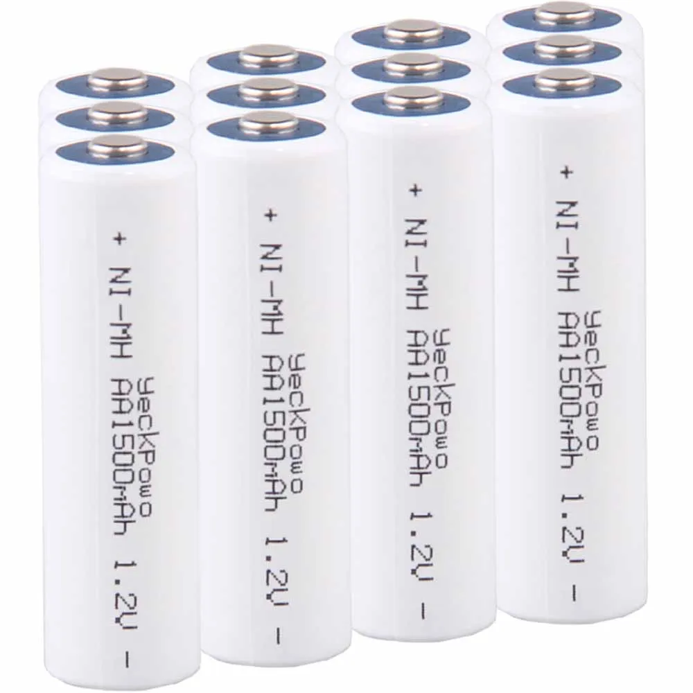 Самая низкая цена 12 шт AA батареи 1 2 В перезаряжаемые 1500mAh nimh для