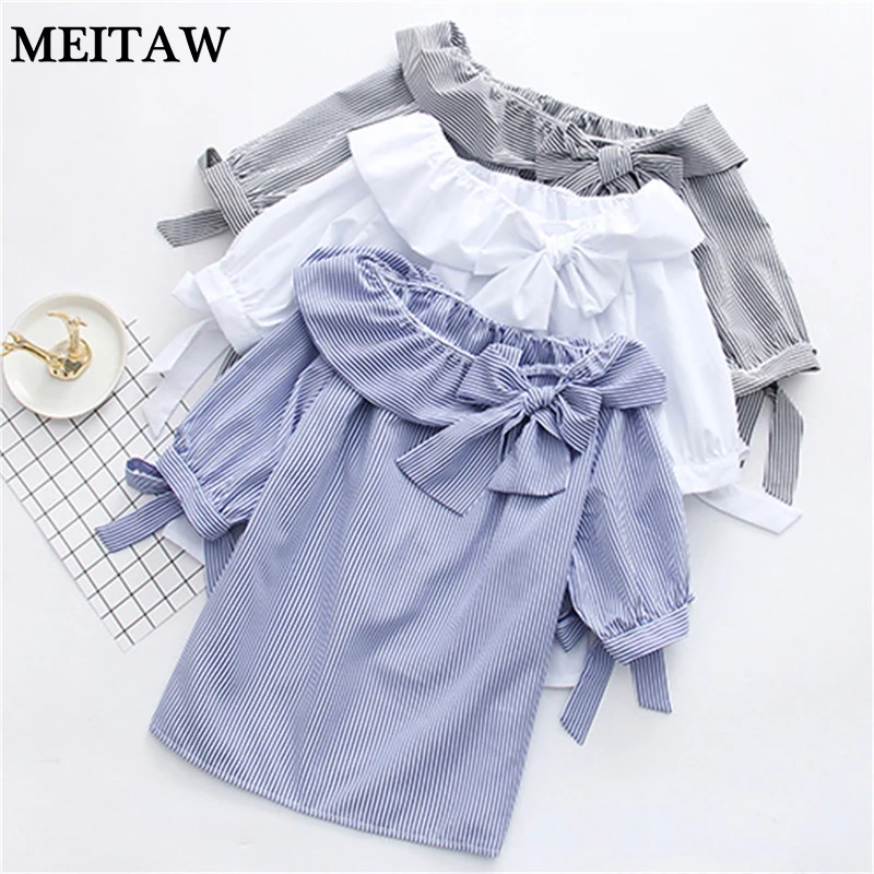 Летние Для женщин блузка рубашка 2019 Повседневное короткий рукав Slash шеи