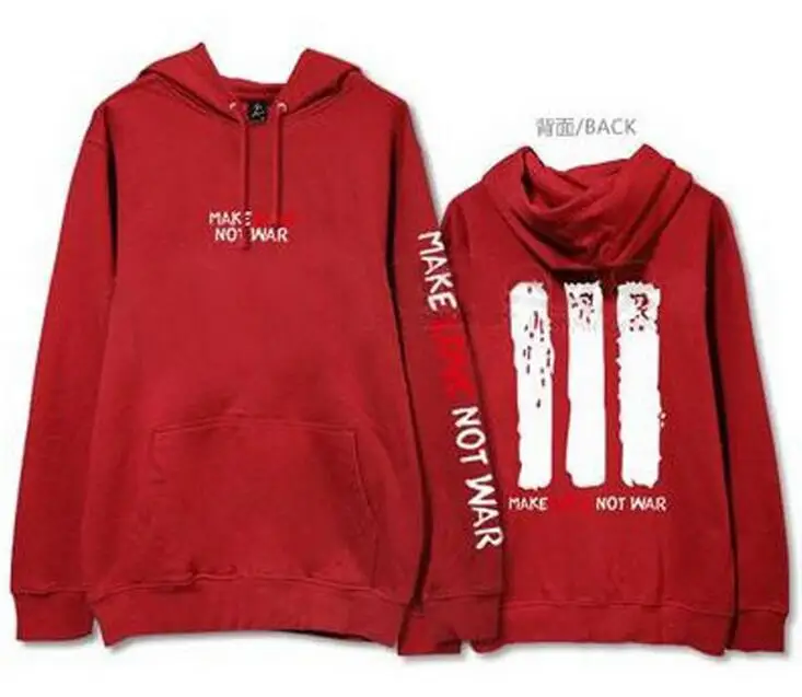 

Kpop bap baby day concert same make love not war printing pullover sweatshirt for fans unisex autumn winter fleece/thin hoodie