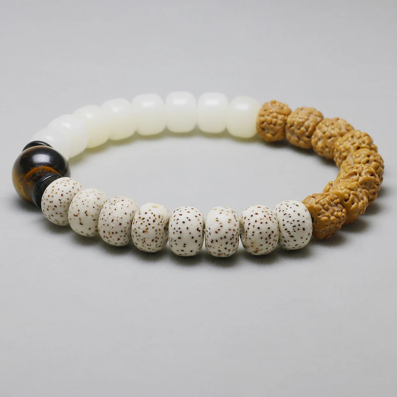 Белые браслеты Bodhi для женщин и мужчин религиозный натуральный тигровый глаз