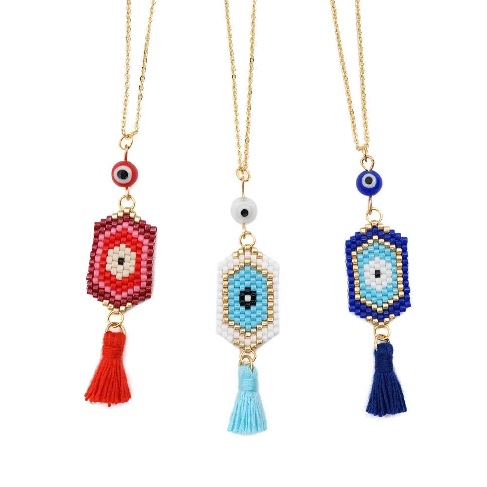 Go2boho, ожерелье от сглаза,, ожерелье Миюки, s, женское колье, ювелирное изделие, золотая цепочка из нержавеющей стали, Bijoux Ins, кисточка ручной работы