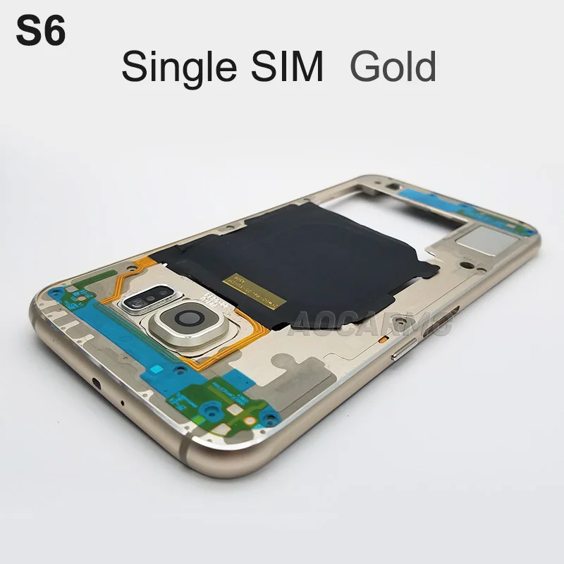 Aocarmo Замена средняя рамка Корпус Шасси для samsung Galaxy S6 Edge G925 SM-G925F S6 G920i/F один/Dual SIM - Цвет: S6 Single SIM Gold