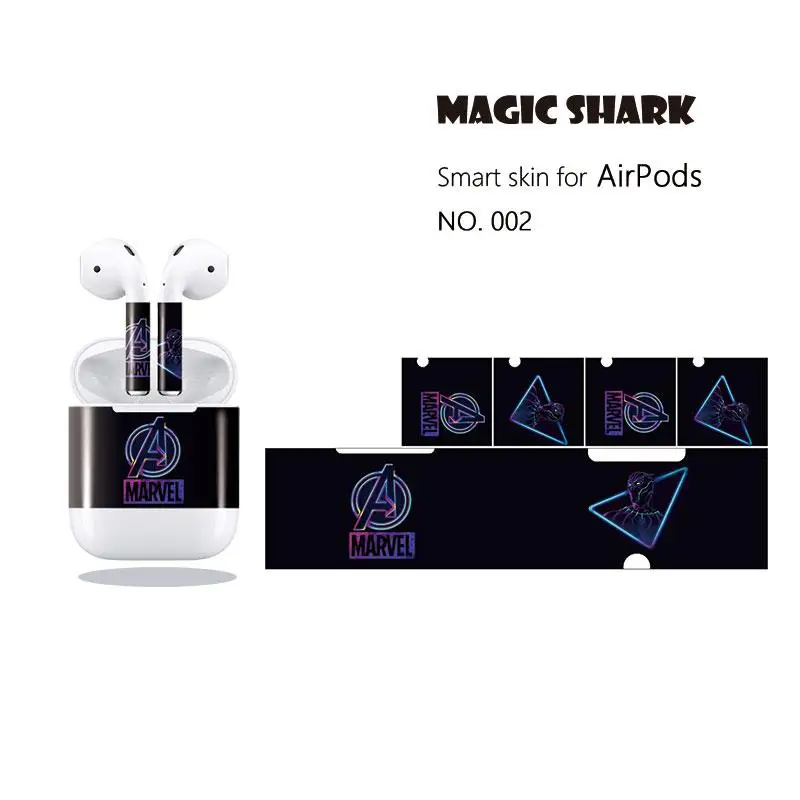 Водонепроницаемая ПВХ пленка Magic Shark Super Hero чехол для Apple Airpods 001 010|Наклейки