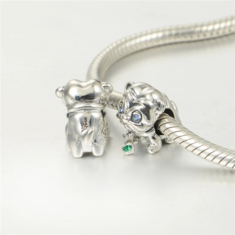 Женский браслет из серебра 100% пробы с тигровыми бусинами и голубыми глазами |