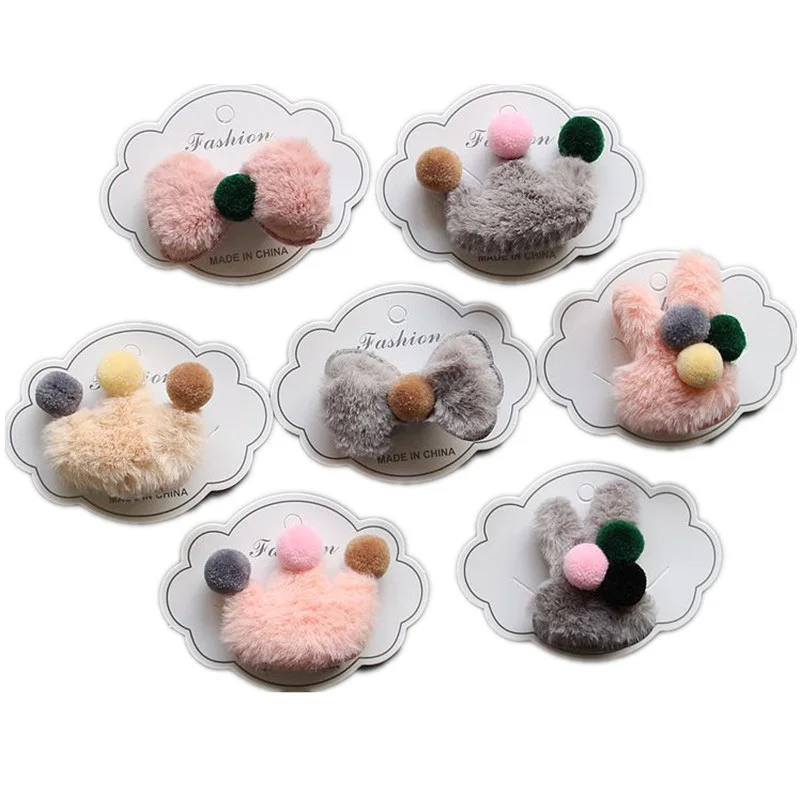 Милая Детская шерстяная заколка для волос шарик кролик лук зажим Принцесса