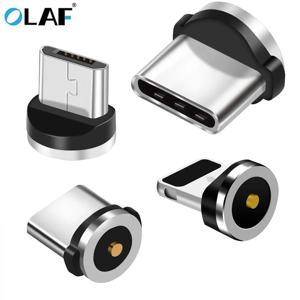 OLAF Round Magnetic Cable plug Type C Micro USB C 8 pin Plugs Fast Charging Adapter Phone Microusb Type-C Magnet Charger Plug