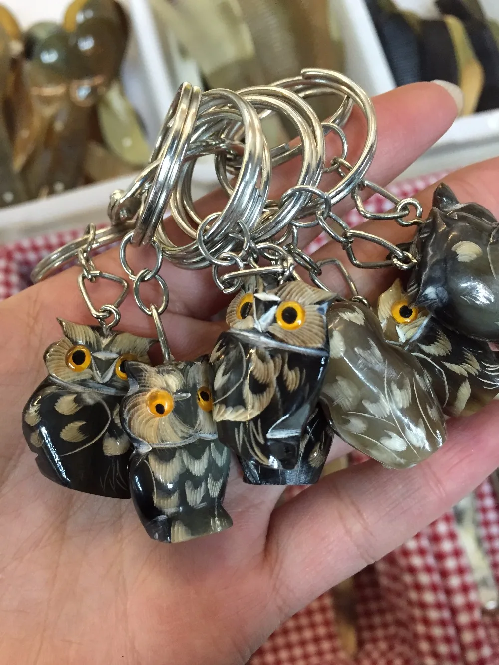 Fashio cow horn owl keychain bag pendant quality key chain ring holder Jewelry | Key Chains