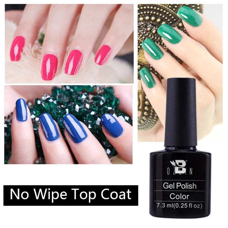 No Wipe Top Coat 7,3 мл цветной гель серия Профессиональные блестящие цвета Блестящий УФ гель для ногтей Гель-лак для маникюра Инструменты для дизайна ногтей гель легко впитывается - Цвет: No Wipe Top Coat