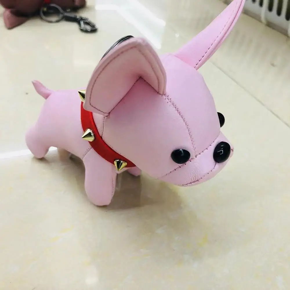 Pink 1 Брелок с бульдогом из искусственной кожи животное собака брелок держатель сумка Шарм брелок Chaveiros бульдог сумка аксессуары панк стиль Pendan - Цвет: Pink 1