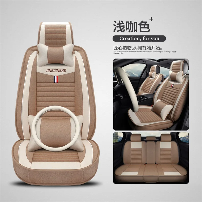 brown deluxe Универсальные льняные автомобильные чехлы на сиденья для hyundai genesis equus creta ix25 tucson ix35 santafe - Название цвета: brown deluxe