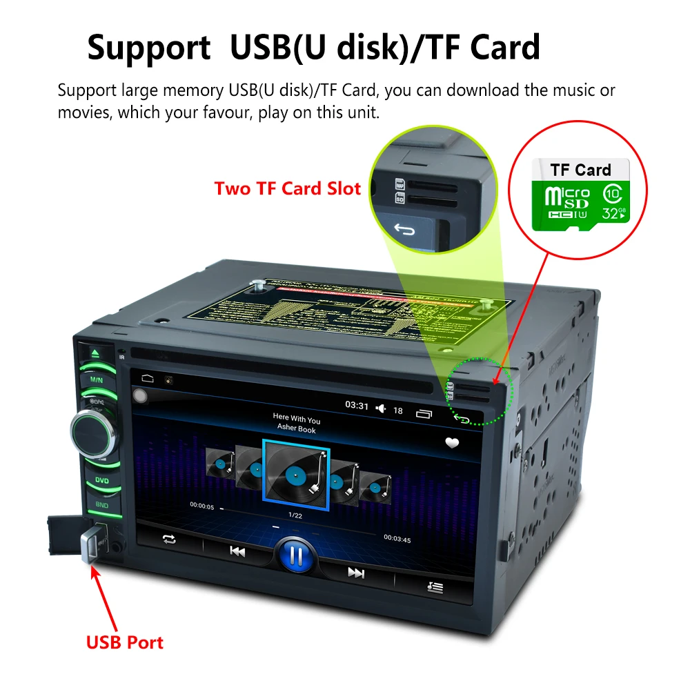 Smartech dvd плеер автомобиля Универсальный 2din Радио GPS Android 6.0.1 HD Сенсорный экран 4 ядра