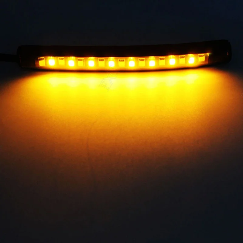 Universal 17LED Motorcycle strip turn signal tail rear brake stop Waterproof Bulb lamp 2835 Smd Dual Color Yellow Red Light |