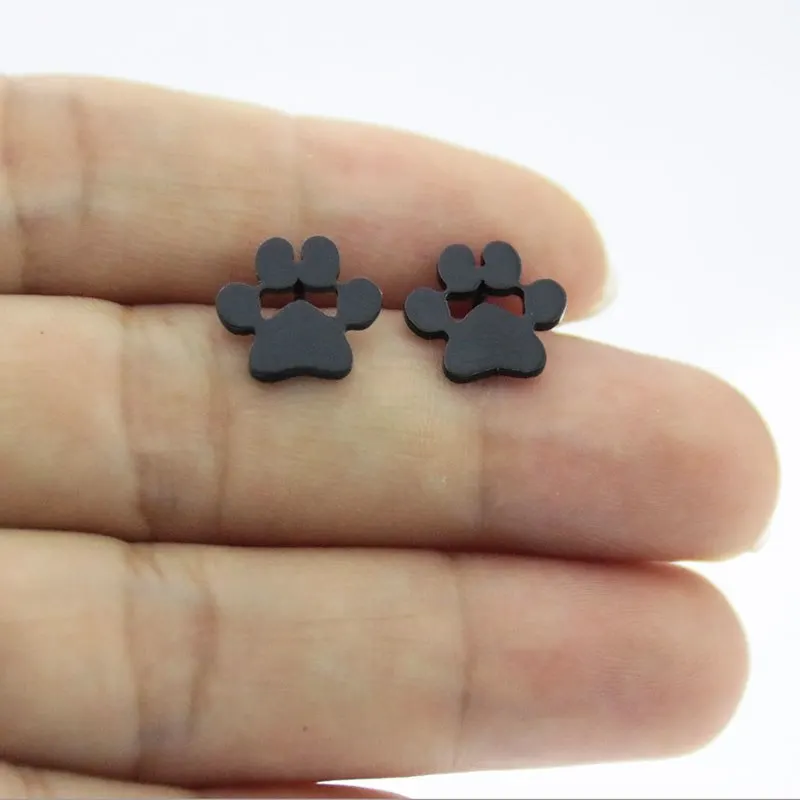 1 пара Нержавеющая сталь серьги кошачья и собачья лапка печати вакуумный