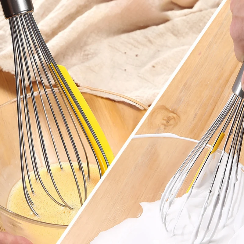 3Pcs/Set With Eggs Separator Egg Beater Stainless Steel Whisk Rotating Multifunctional Manual Silicone Scraper Mixer Stirring | Бытовая