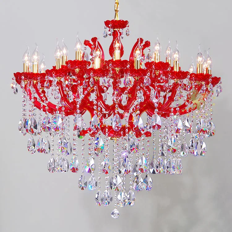 24 arm Royal luxury Rose Red люстра кристалл освещение вилла лобби отеля большой кулон Новый