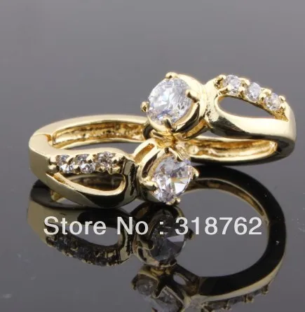 Модные ювелирные серьги женские гвоздики с фианитом желтого золота 18 карат