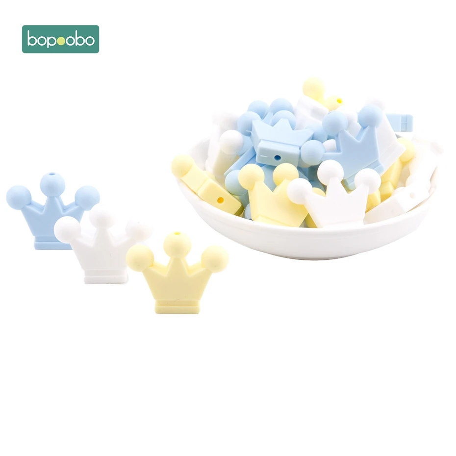 Bopoobo 20 шт., силиконовые бусины-короны, крошечные стержни, BPA бесплатно, подарки для новорожденных, прорезыватели для зубов, бусины для мам, кормящих, сделай сам, ювелирные изделия, мультфильм, детский Прорезыватель - Цвет: Type 5