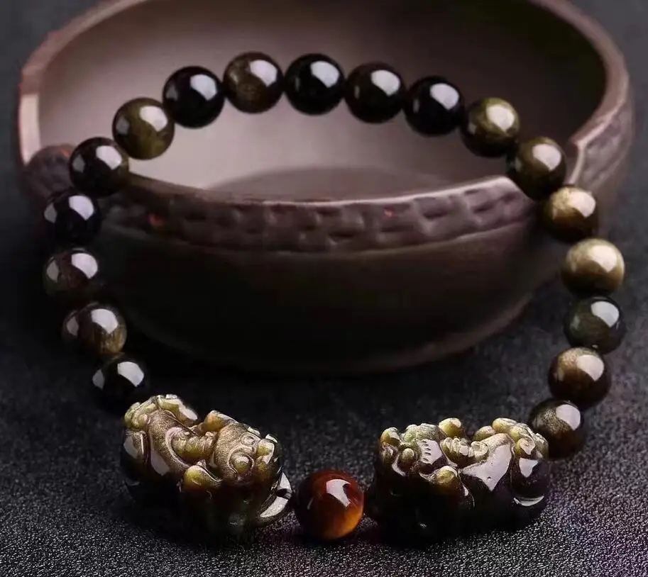 Wholesale price Natural golden obsidian Bracelet Pi Xiu Dragon Beads Powerful | Украшения и аксессуары