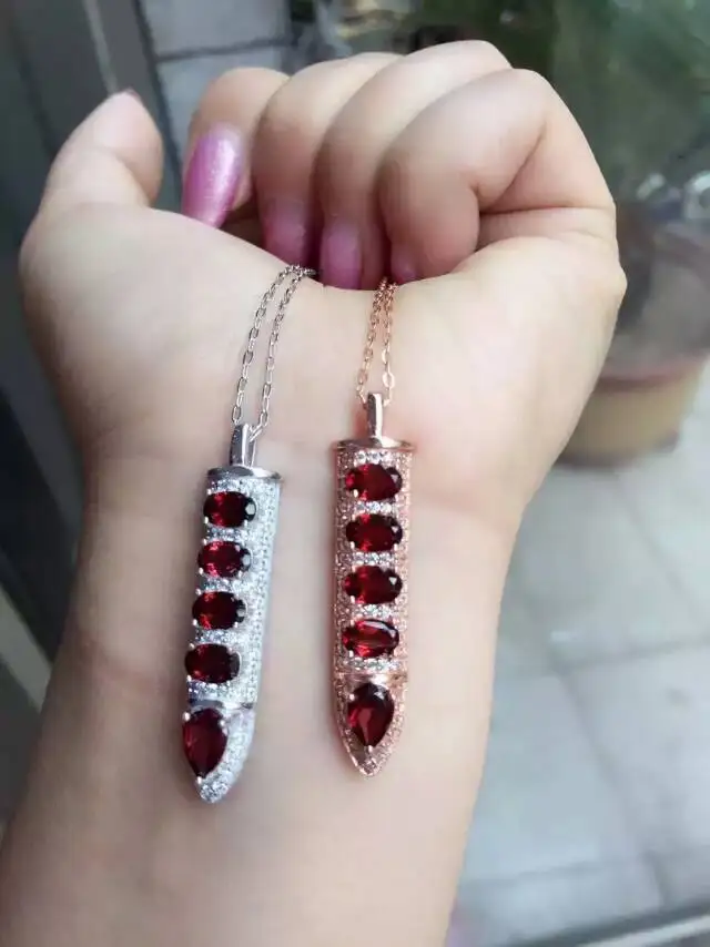 Натуральный Красный Гранат камень кулон серебро S925 натуральный драгоценный