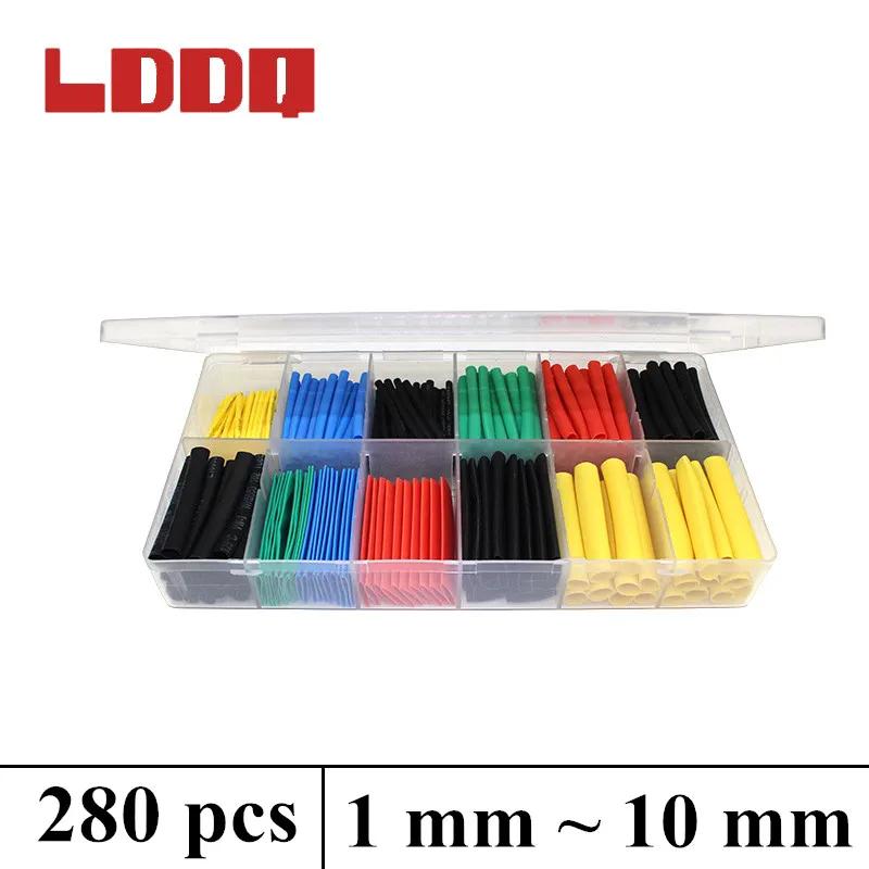 LDDQ 280pcs Assortment Heat Shrink Tube 8 Sizes heat-shrink tubing polyethylene wire protect cable sleeve ratio 2: 1 | Обустройство