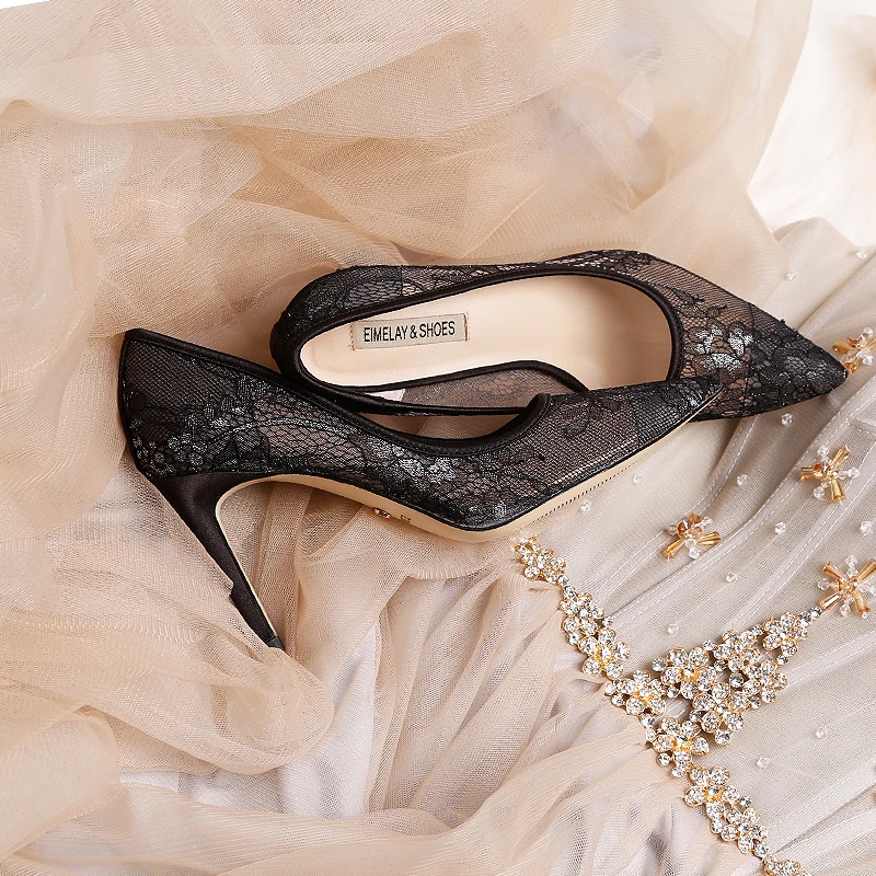 2019 spring new pointed bud silk yarn white fine high-heeled wedding shoes shallow mouth wild women's | Обувь