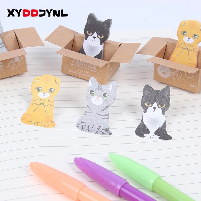 Комплект из 2 предметов/60 листов с мультяшным котом Бумага коробка наклейки