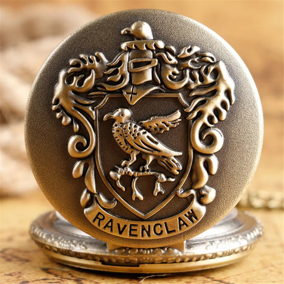 Ravenclaw дизайнерский кулон кварцевые карманные часы птица с бронзовое ожерелье-цепочка FOB часы для пожилых мужчин женщин рождественские подарки для детей