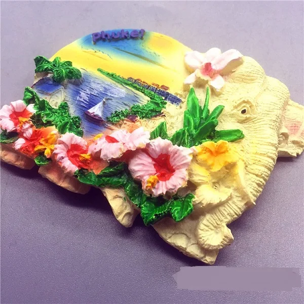 Домашний декор из Тайланда, памятная серия, сувенир для путешествий, 3D Смола, слон, чианг-маи, статуи храма, холодильник, магнитная наклейка - Цвет: Черный