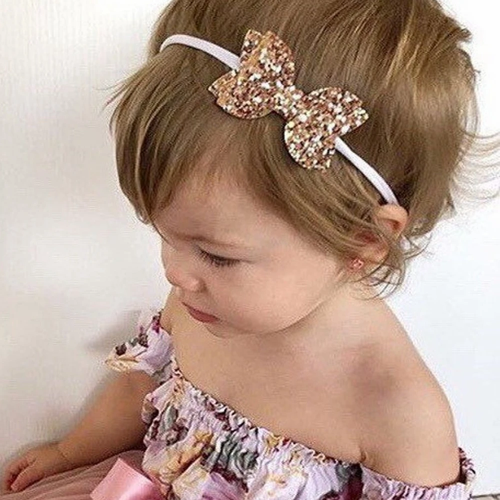 10 шт./лот 2019 бутик для маленьких девочек бант с блестками нейлоновая повязка на