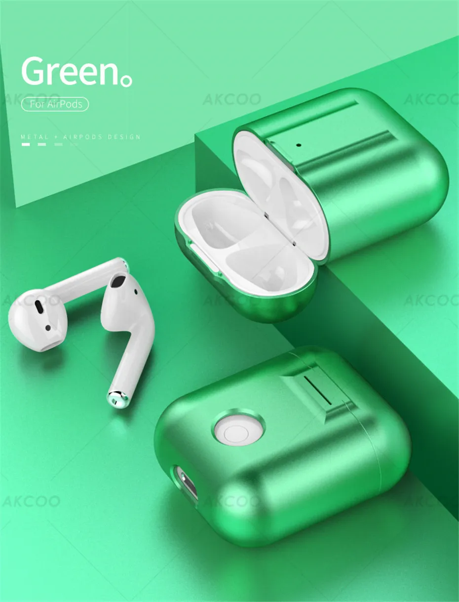 Магнитные Металлические Чехлы Akcoo для AirPods, ультра легкий противоударный чехол для AirPods 1 2, оболочка с силиконовым шнурком