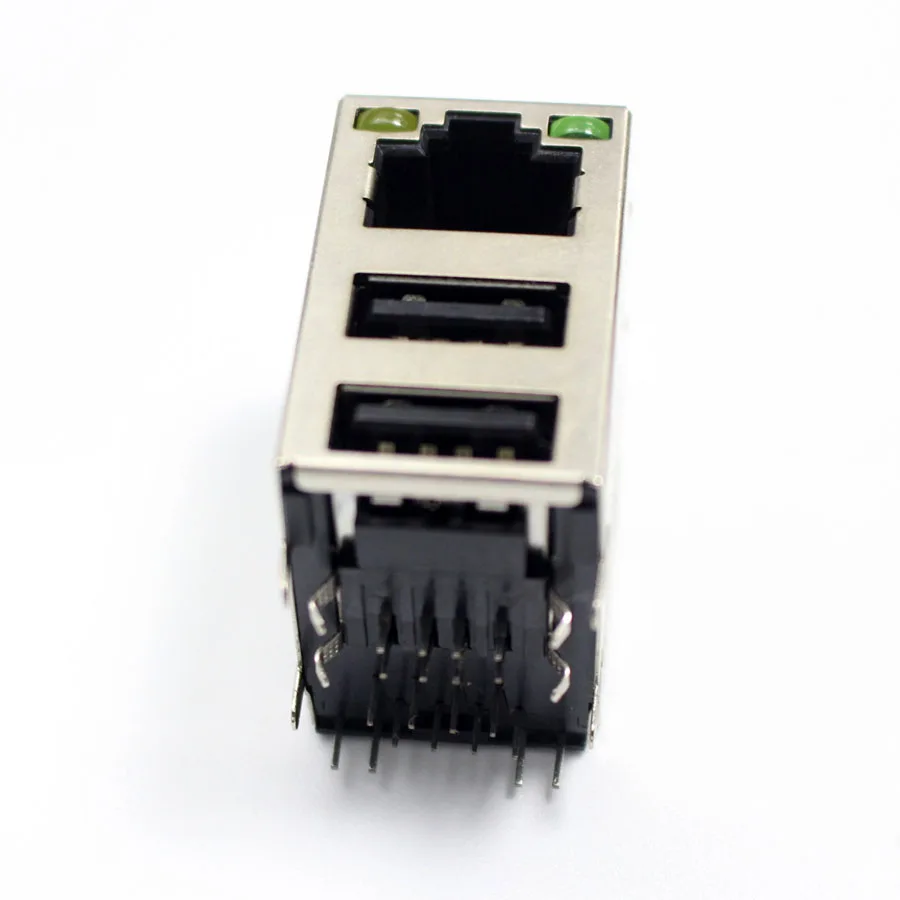 1 шт. USB + RJ45 Ethernet кабель гнездовой разъем с 2 светодиодными разъемами для