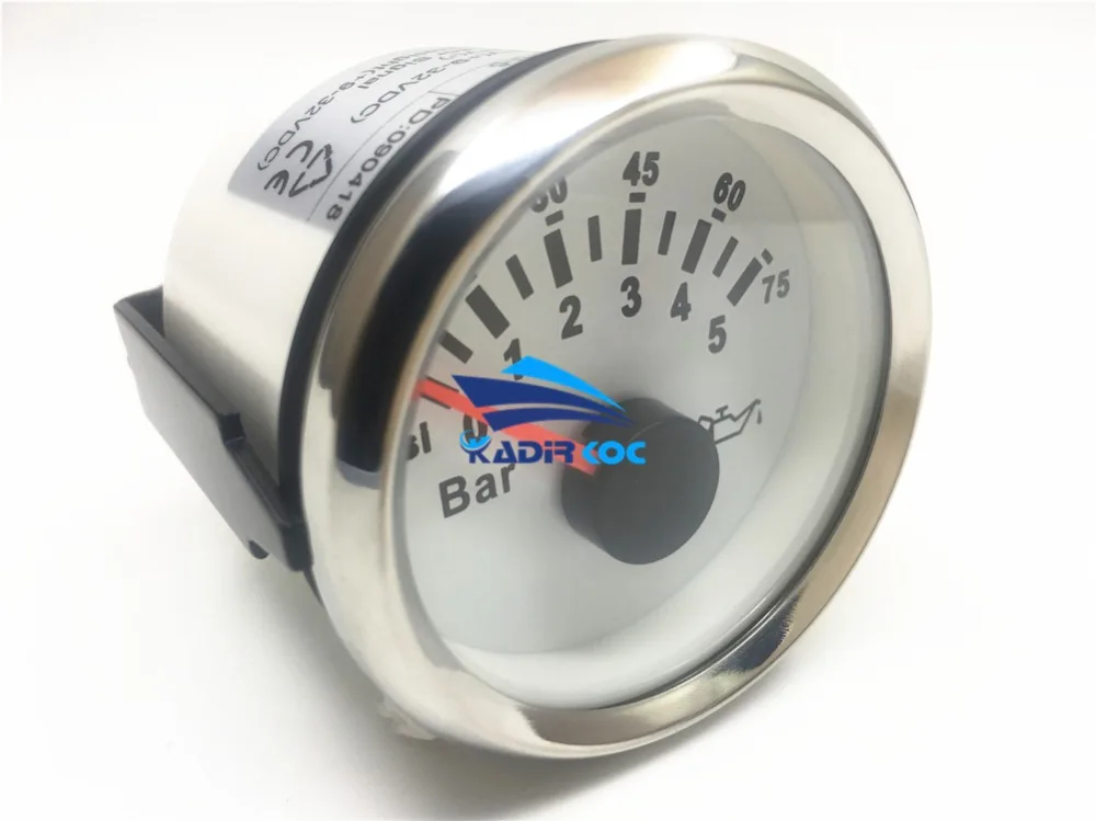 Упаковка из 1 морских масляных манометров 0-5bar 52 мм масляные манометры 0-75Psi водонепроницаемый ЖК-дисплей для авто корабля RV