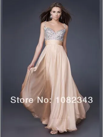 33Free Shipping Hot Sales Spaghetti Strap Fashion A-Line Chiffon Floor-Length Prom Gown Beading Evening Dresses2014 | Свадьбы и