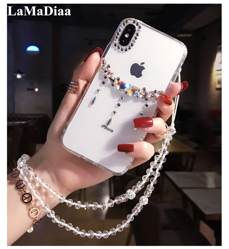 Роскошный украшенный алмазами С кристалалми и стразами прозрачный кейс на