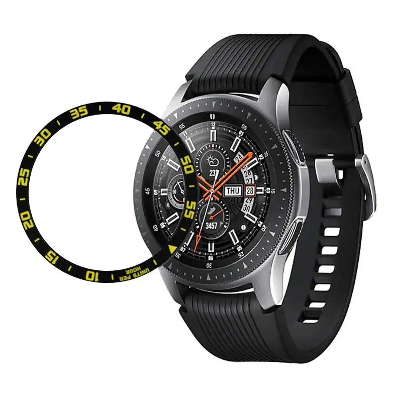 black yellow time 4 Gear S3 чехол для samsung gear S3 Frontier Galaxy Watch 46 мм/42 мм кольцо клейкая крышка против царапин Смарт часы аксессуары s3 46 - Цвет: black yellow time 4