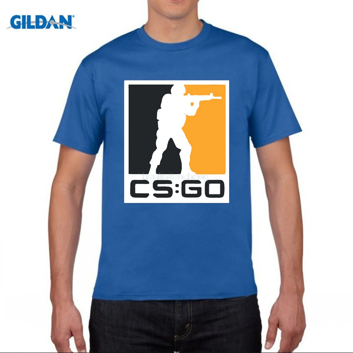 GILDAN футболка с круглым воротником из чистого хлопка CSGO модная XXXL черная коротким