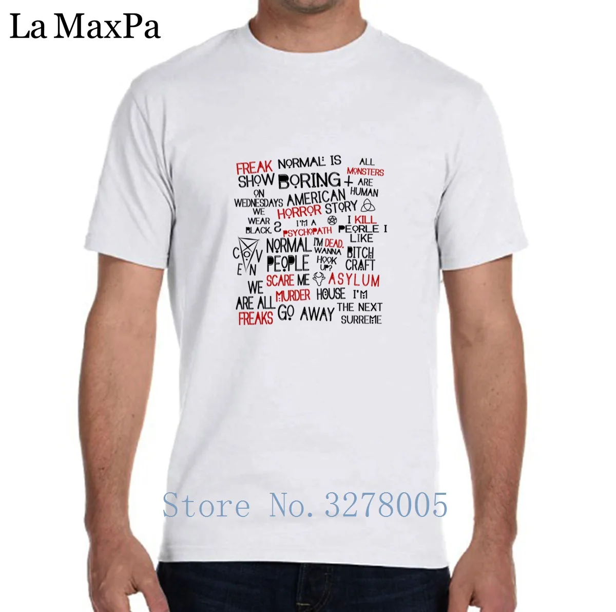 Printed Tshirt Man Male Funny Casual American Horror Story T-Shirt For Men 100% Cotton Short Sleeve Tee Shirt Humour Plus Size | Мужская
